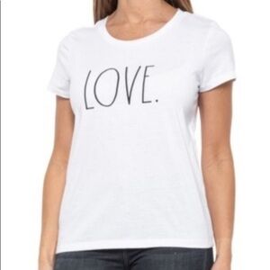 Rae Dunn LOVE White short sleeve medium tee shirt